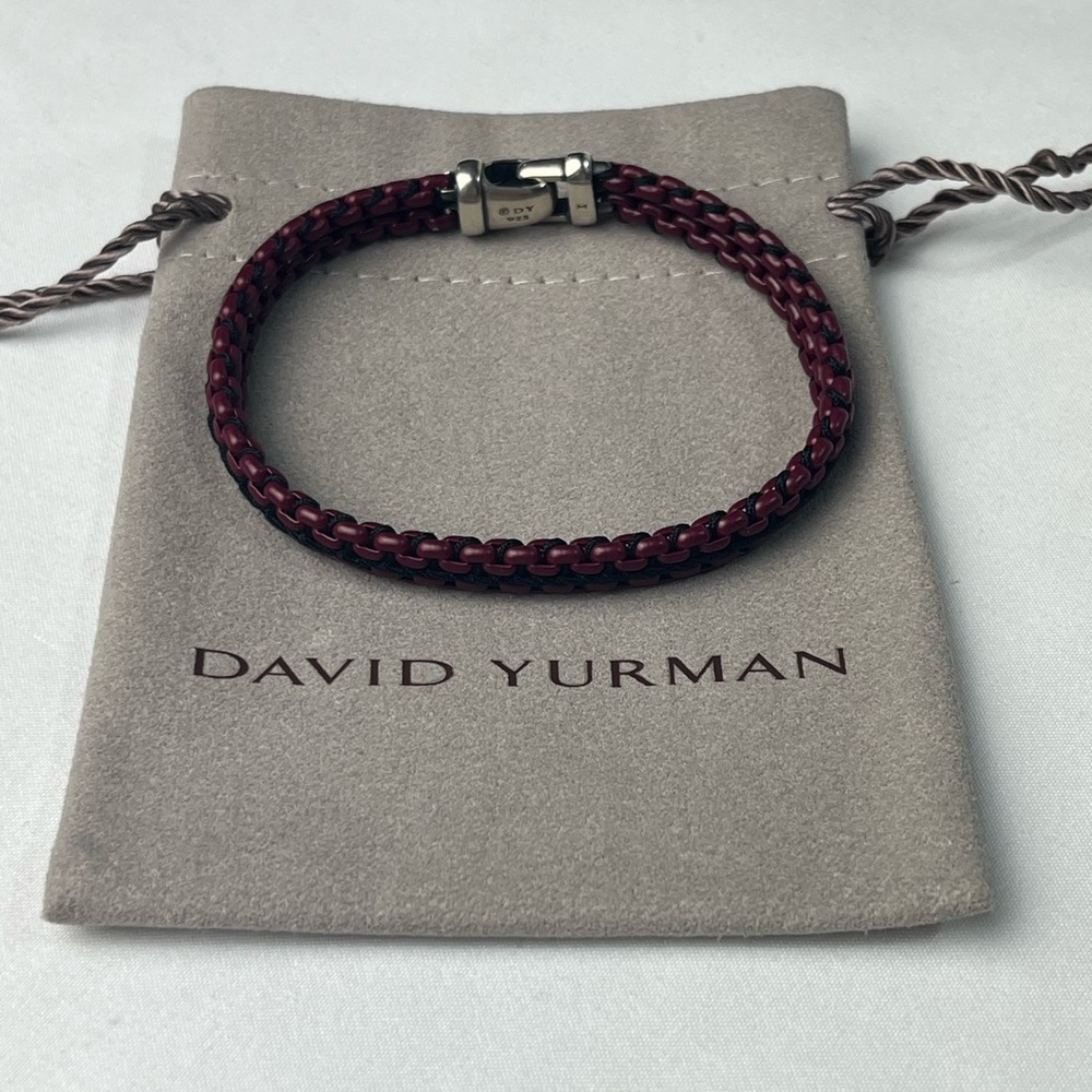 David Yurman Burgundy 10mm Woven Box Chain Bracelet